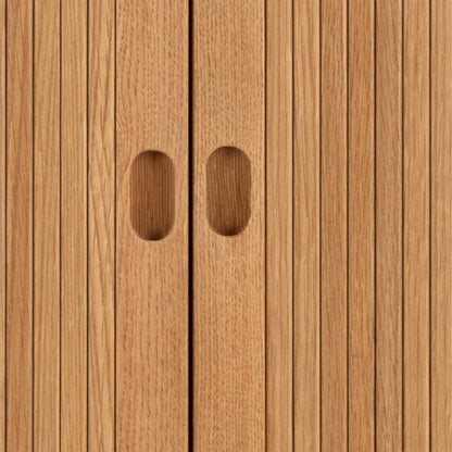 Copenhagen Natural Oak Wood Etched Cabinet 2 Tambour Doors