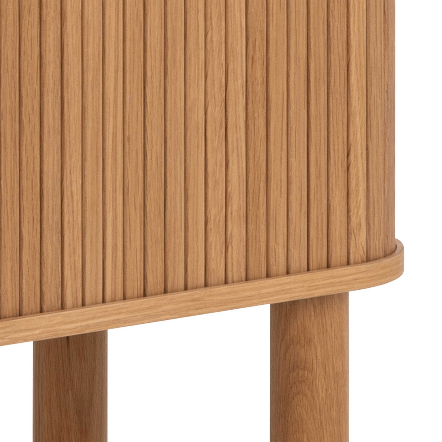 Copenhagen Natural Oak Wood Etched Cabinet 2 Tambour Doors