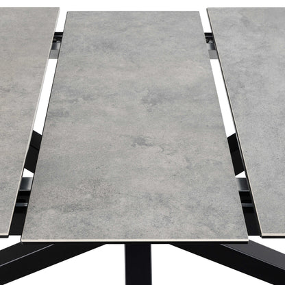 Perth 200cm Rusty Brown Ceramic Extendable Dining Table Industrial Black Metal Legs