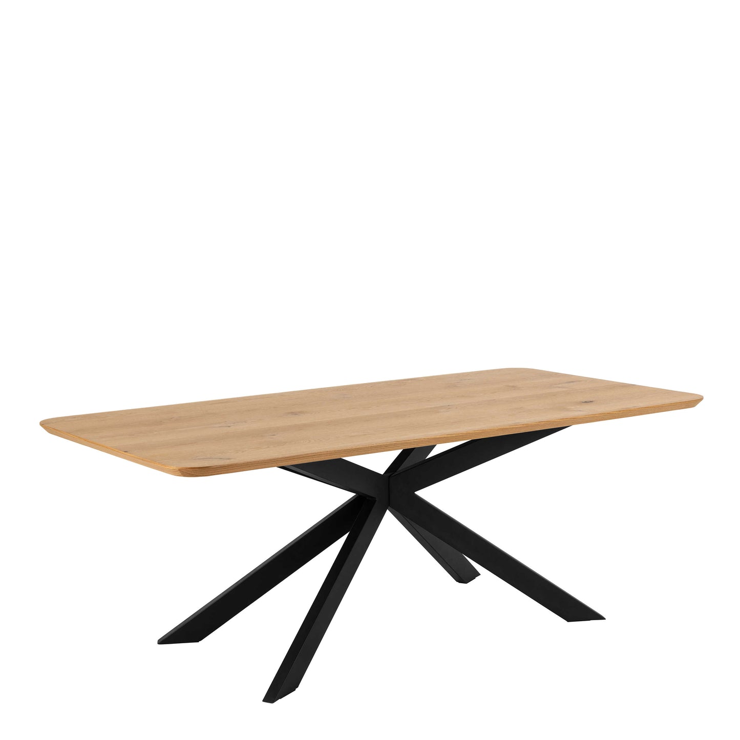 Perth 200cm 8 Seater Natural Oak Dining Table Industrial Black Metal Legs