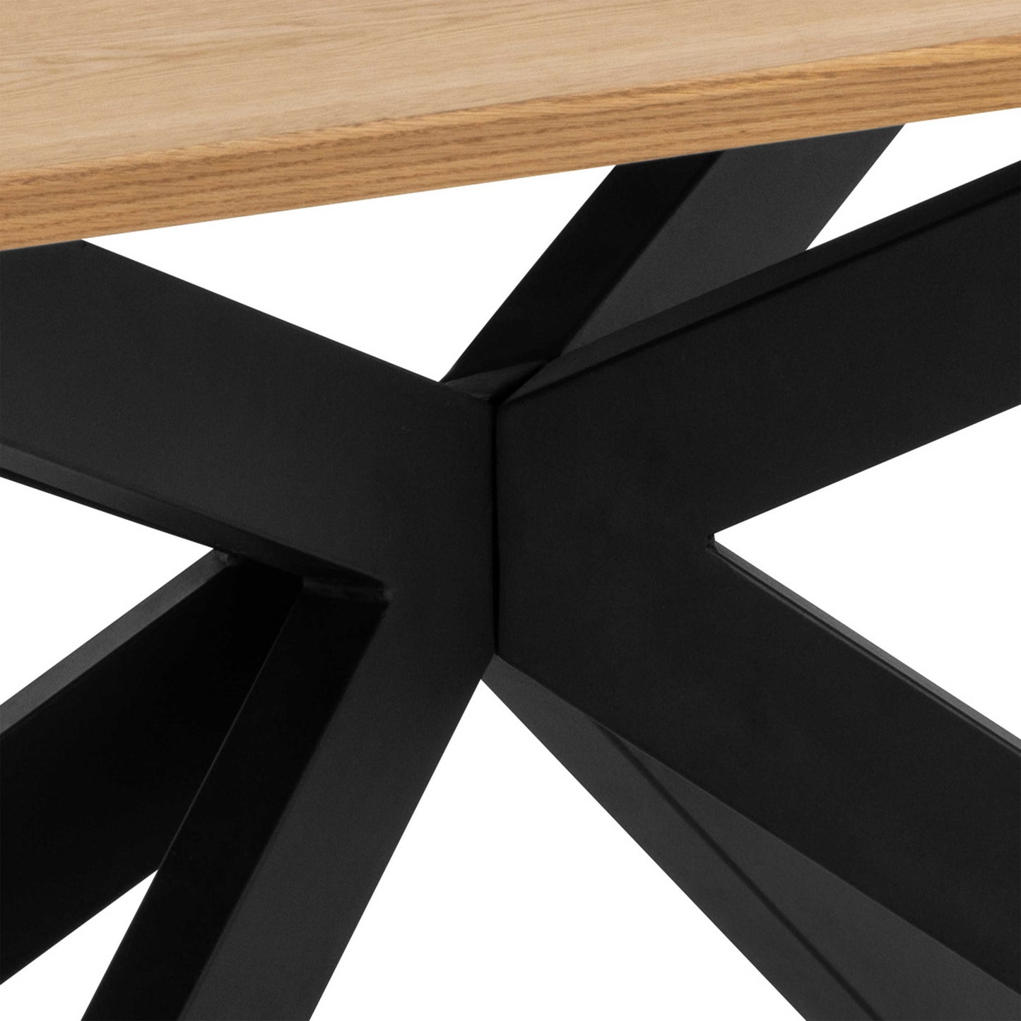 Perth 200cm 8 Seater Natural Oak Dining Table Industrial Black Metal Legs