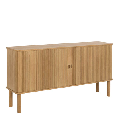 Copenhagen Natural Oak Wooden Etched Sideboard 2 Tambour Doors