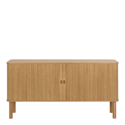 Copenhagen Natural Oak Wooden Etched Sideboard 2 Tambour Doors