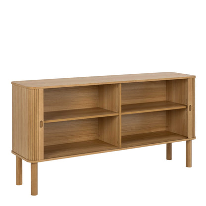 Copenhagen Natural Oak Wooden Etched Sideboard 2 Tambour Doors