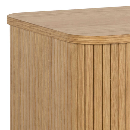 Copenhagen Natural Oak Wooden Etched Sideboard 2 Tambour Doors