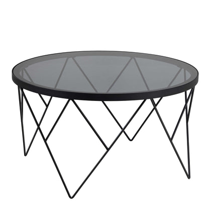 Fjerritslev Black Coffee Table Grey Glass Top