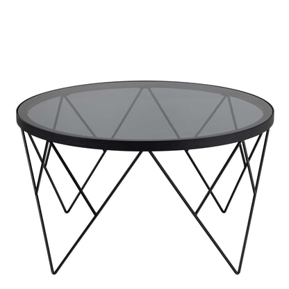 Fjerritslev Black Coffee Table Grey Glass Top