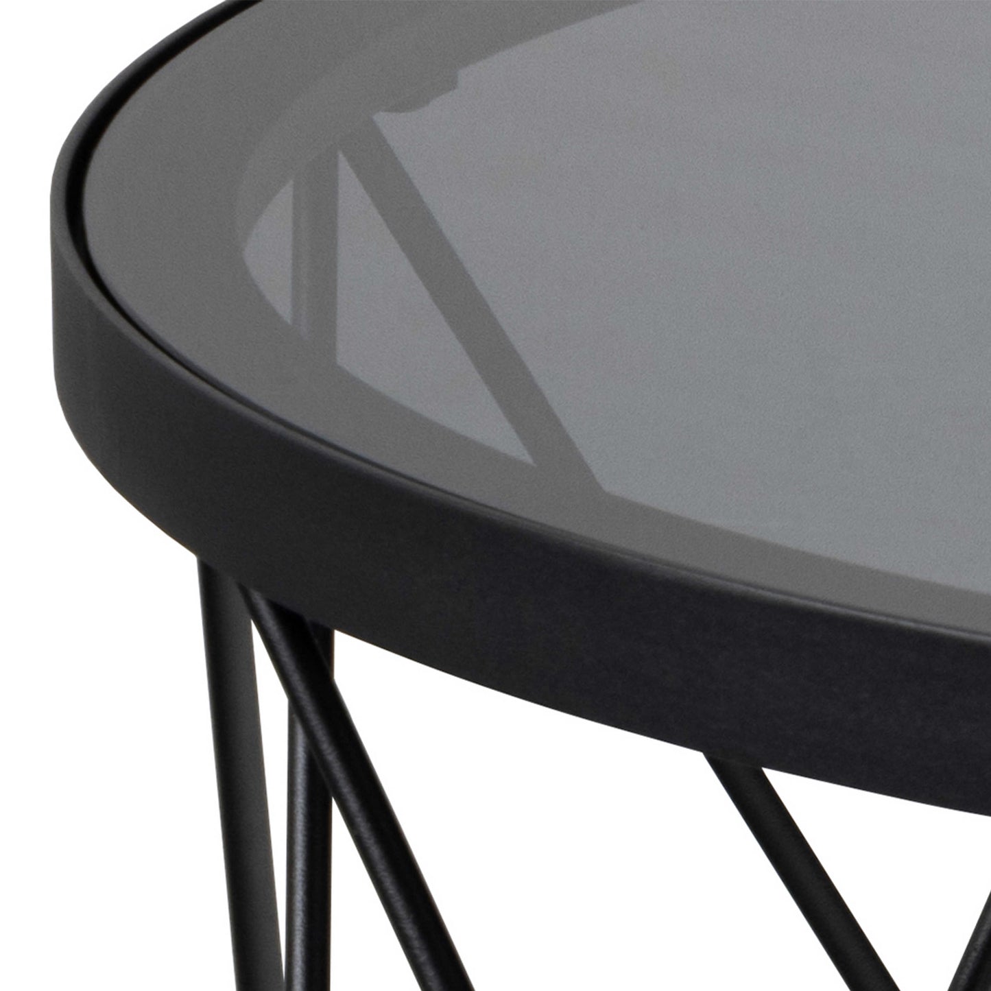 Fjerritslev Black Coffee Table Grey Glass Top