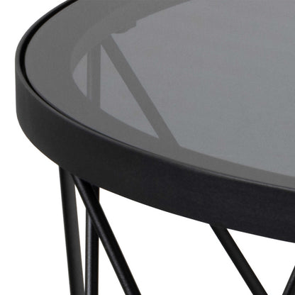 Fjerritslev Black Coffee Table Grey Glass Top