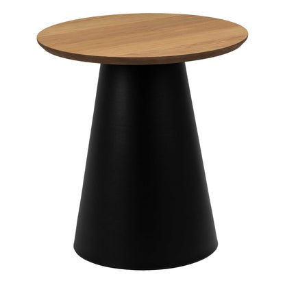 Hamburg Round Oak Veneer Coffee Table Black Steel Pillar Base