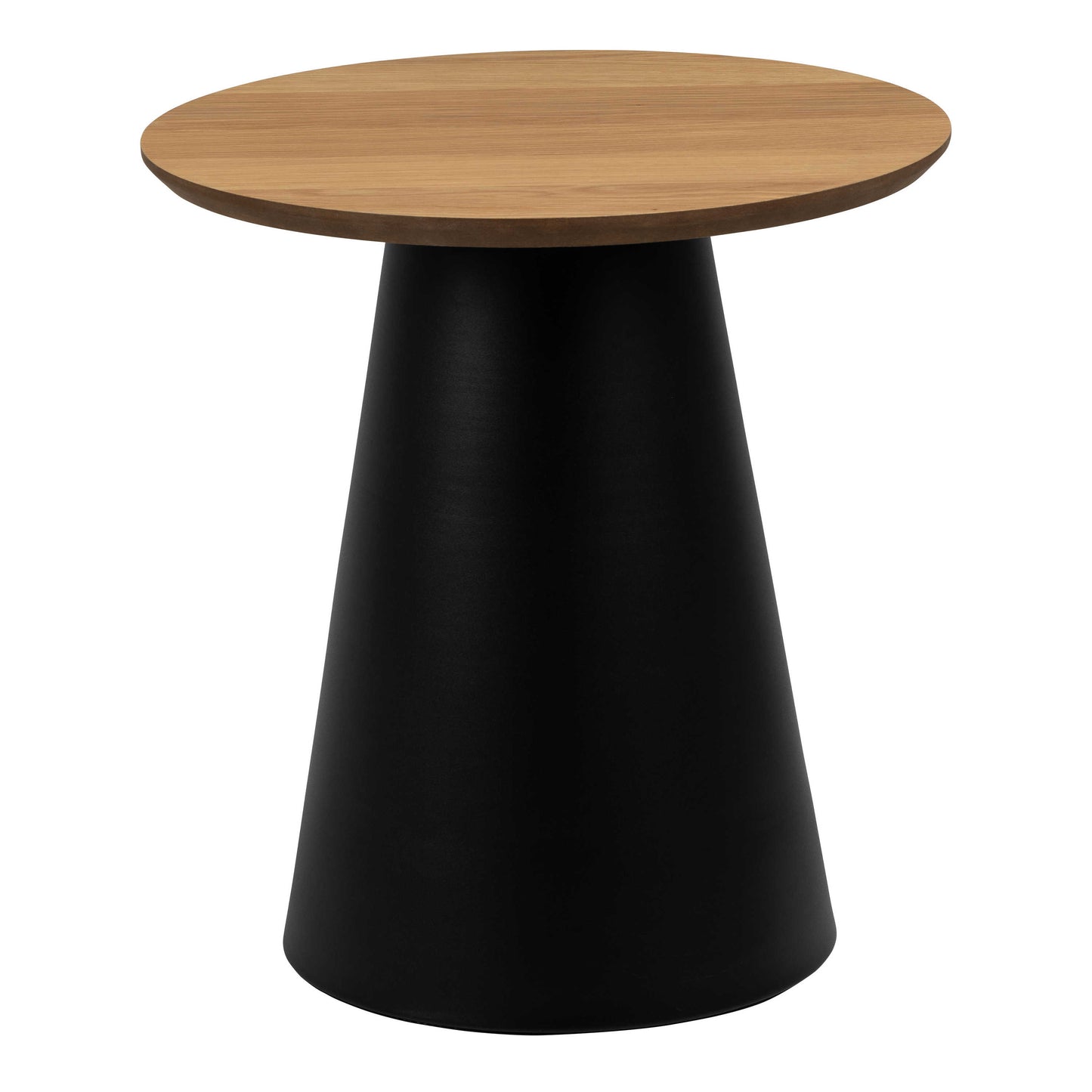 Hamburg Round Oak Veneer Coffee Table Black Steel Pillar Base