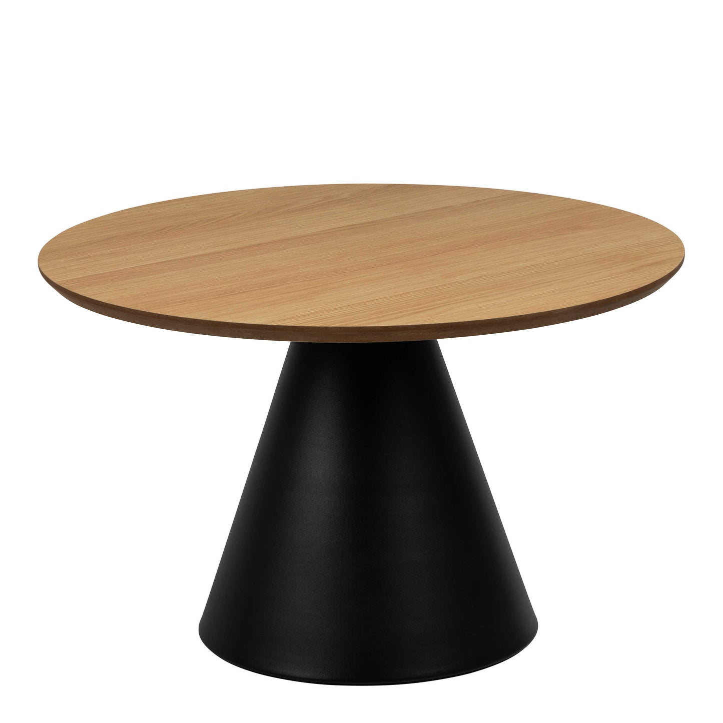 Hamburg Round Oak Veneer Coffee Table Black Steel Pillar Base