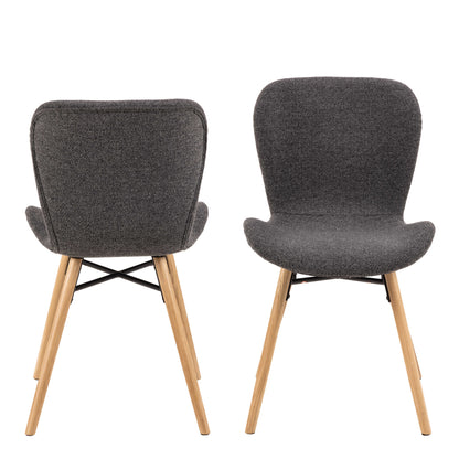Set of 2 Acorn Dining Chairs Grey Fabric and Oak Legs