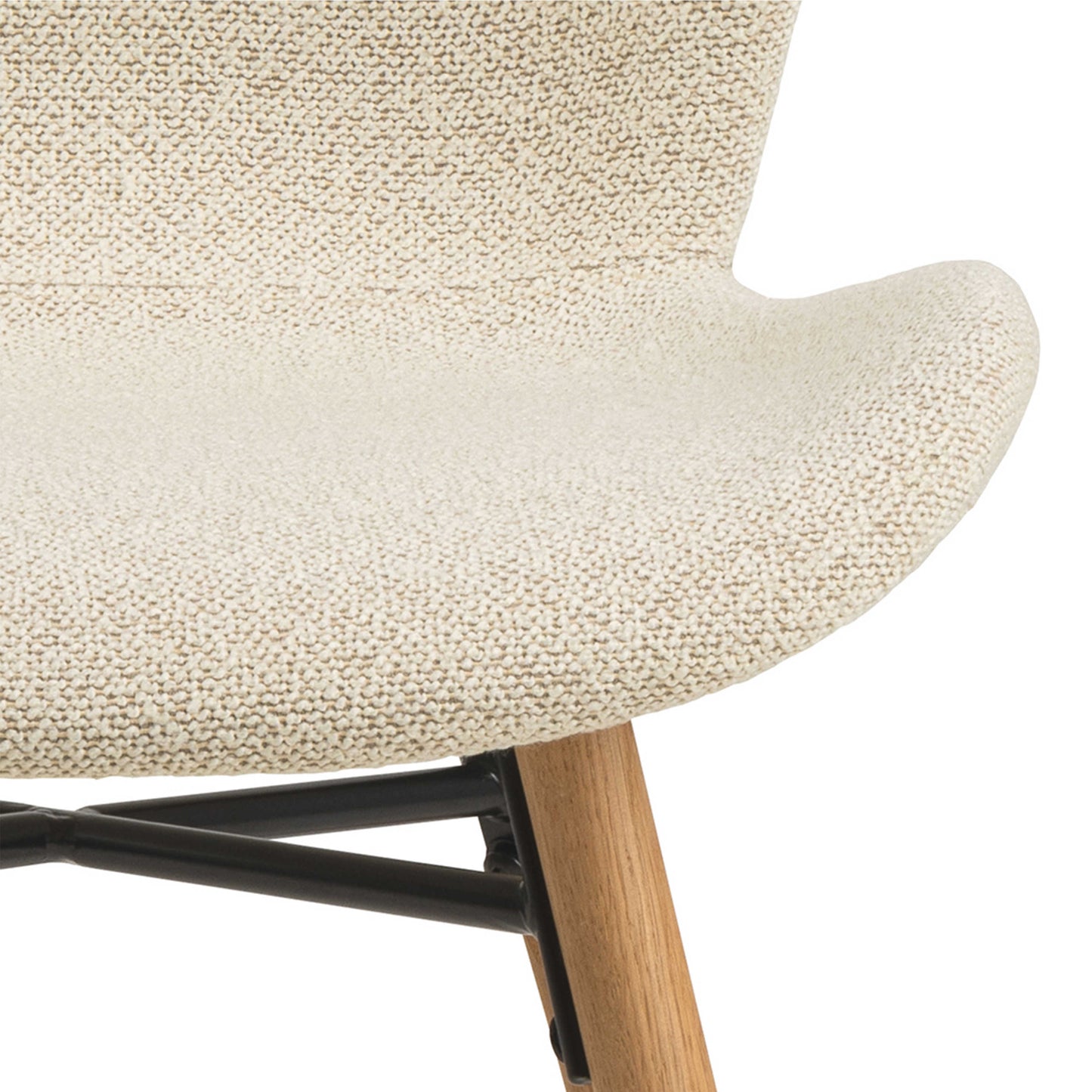 Set of 2 Acorn Upholstered Beige Boucle Dining Chairs Oak Legs