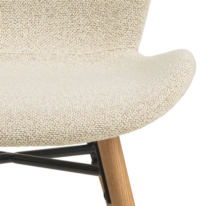 Set of 2 Acorn Upholstered Beige Boucle Dining Chairs Oak Legs