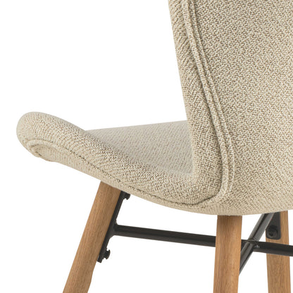 Set of 2 Acorn Upholstered Beige Boucle Dining Chairs Oak Legs