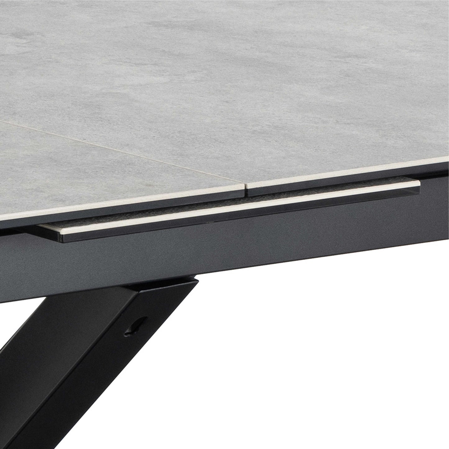 Perth 168cm Grey Ceramic Extendable Dining Table Industrial Black Metal Legs