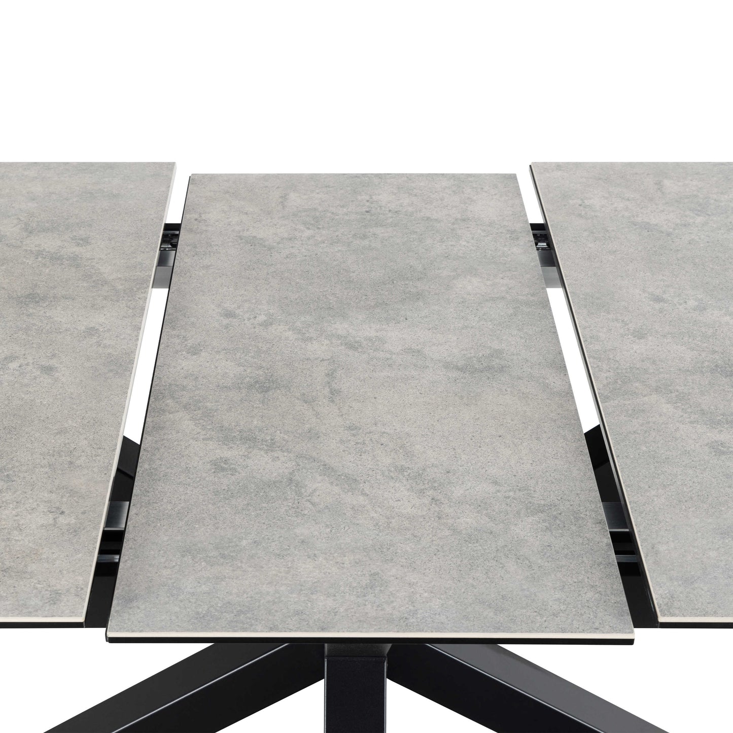 Perth 168cm Grey Ceramic Extendable Dining Table Industrial Black Metal Legs