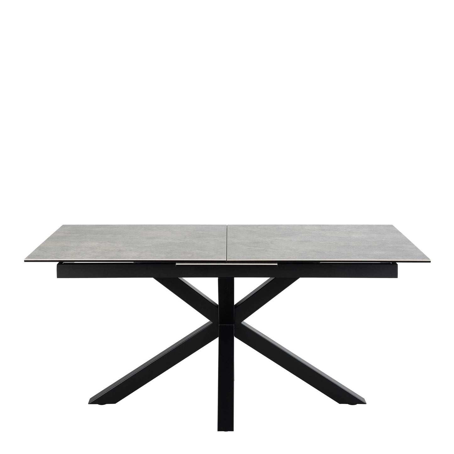 Perth 168cm Grey Ceramic Extendable Dining Table Industrial Black Metal Legs