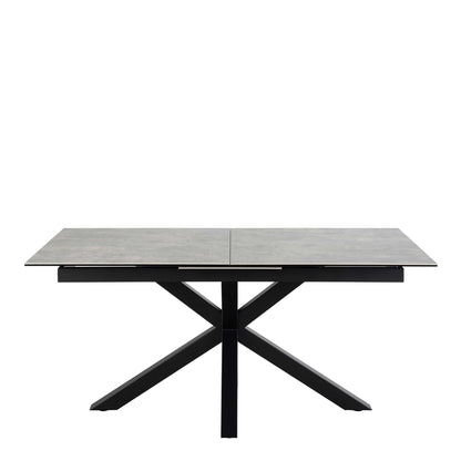 Perth 168cm Grey Ceramic Extendable Dining Table Industrial Black Metal Legs