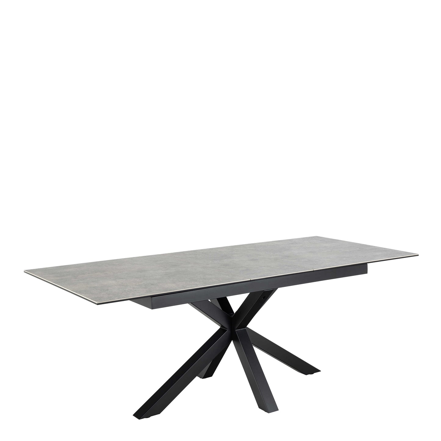 Perth 168cm Grey Ceramic Extendable Dining Table Industrial Black Metal Legs