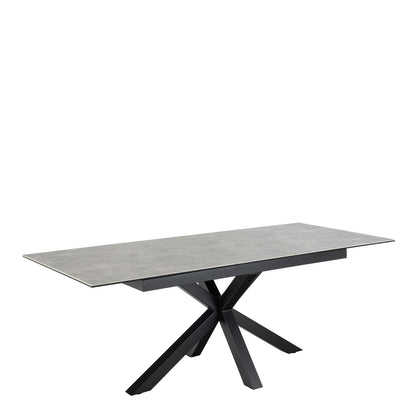 Perth 168cm Grey Ceramic Extendable Dining Table Industrial Black Metal Legs