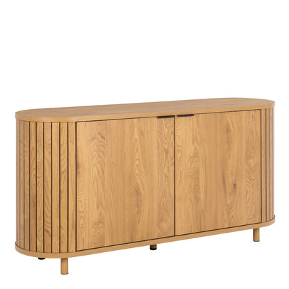 Bramblewig 2 Door Oak Wood Sideboard Slat Design