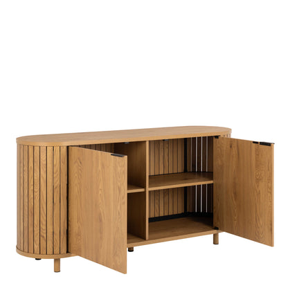 Bramblewig 2 Door Oak Wood Sideboard Slat Design