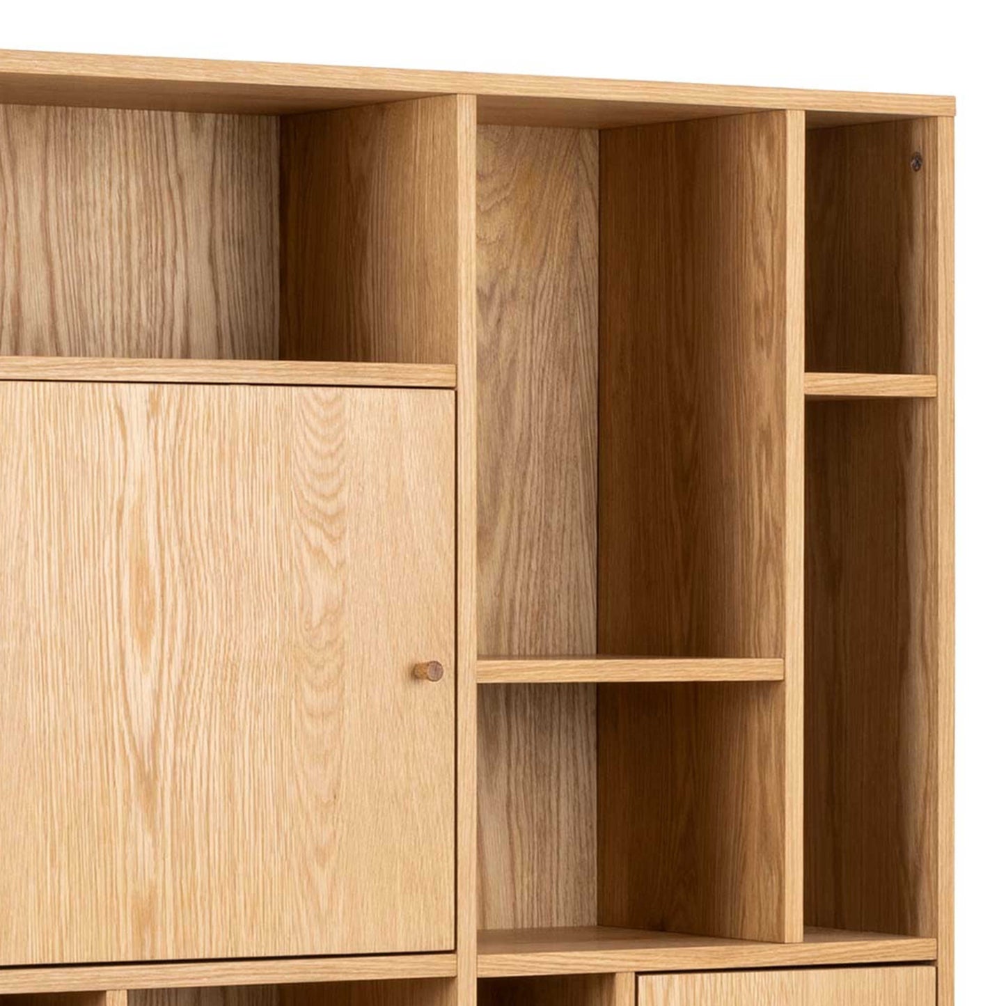 Thallo Oak Wood 3 Door Multi Level Large Bookcase