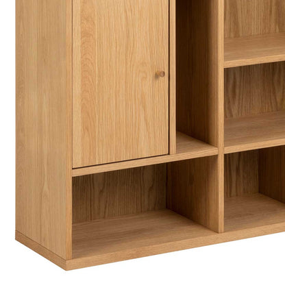 Thallo Oak Wood 3 Door Multi Level Large Bookcase