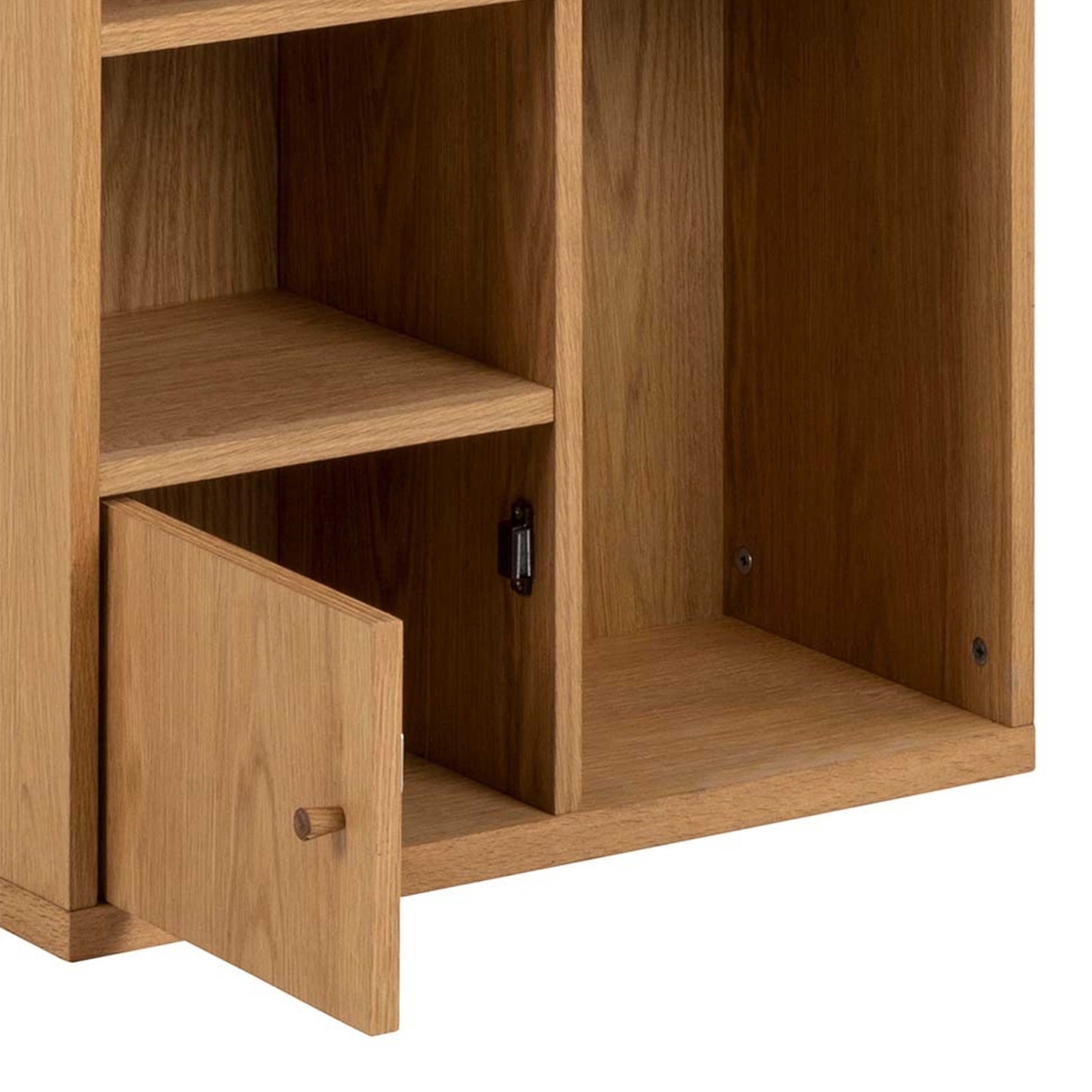 Thallo Narrow Oak Wood 3 Door Multi Level Bookcase