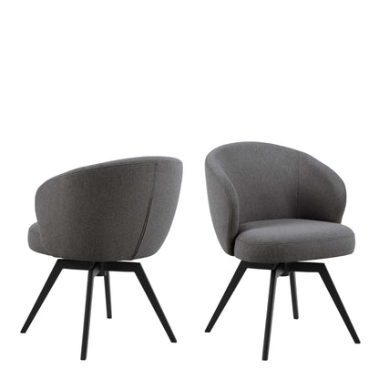 Auckland 120cm Dining Set Natural Oak Effect and Black Round Dining Table + 4 Grey Dining Chair