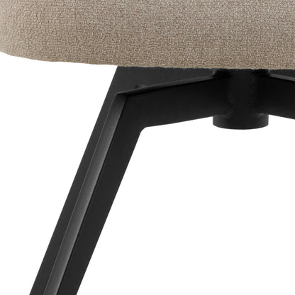 Auckland 120cm Dining Set Natural Oak Effect and Black Round Dining Table + 4 Beige Dining Chair