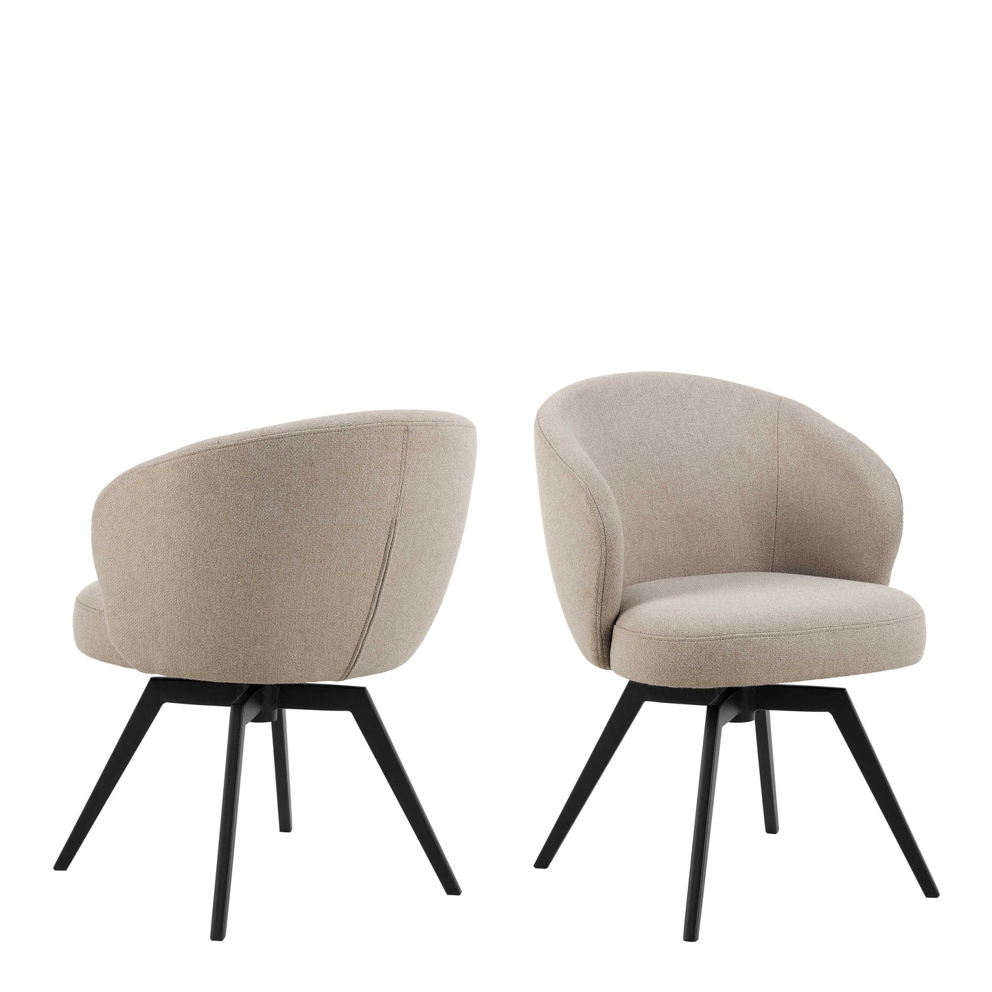 Auckland 120cm Dining Set Natural Oak Effect and Black Round Dining Table + 4 Beige Dining Chair