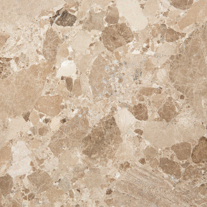 Bremen Brown Marble Round Side Table Hexagon Base