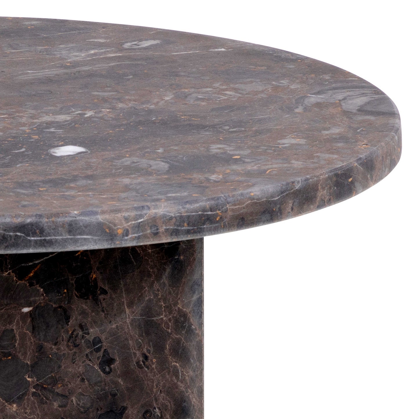 Bremen Dark Brown Marble Round Side Table Hexagon Base