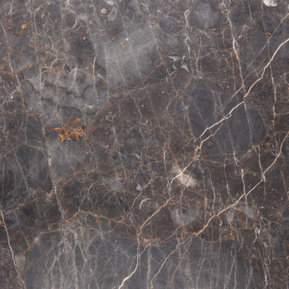 Bremen Dark Brown Marble Round Side Table Hexagon Base