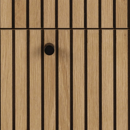 Bjork Natural Oak Wood and Black Panelled Wide Chest of 3 Drawers
