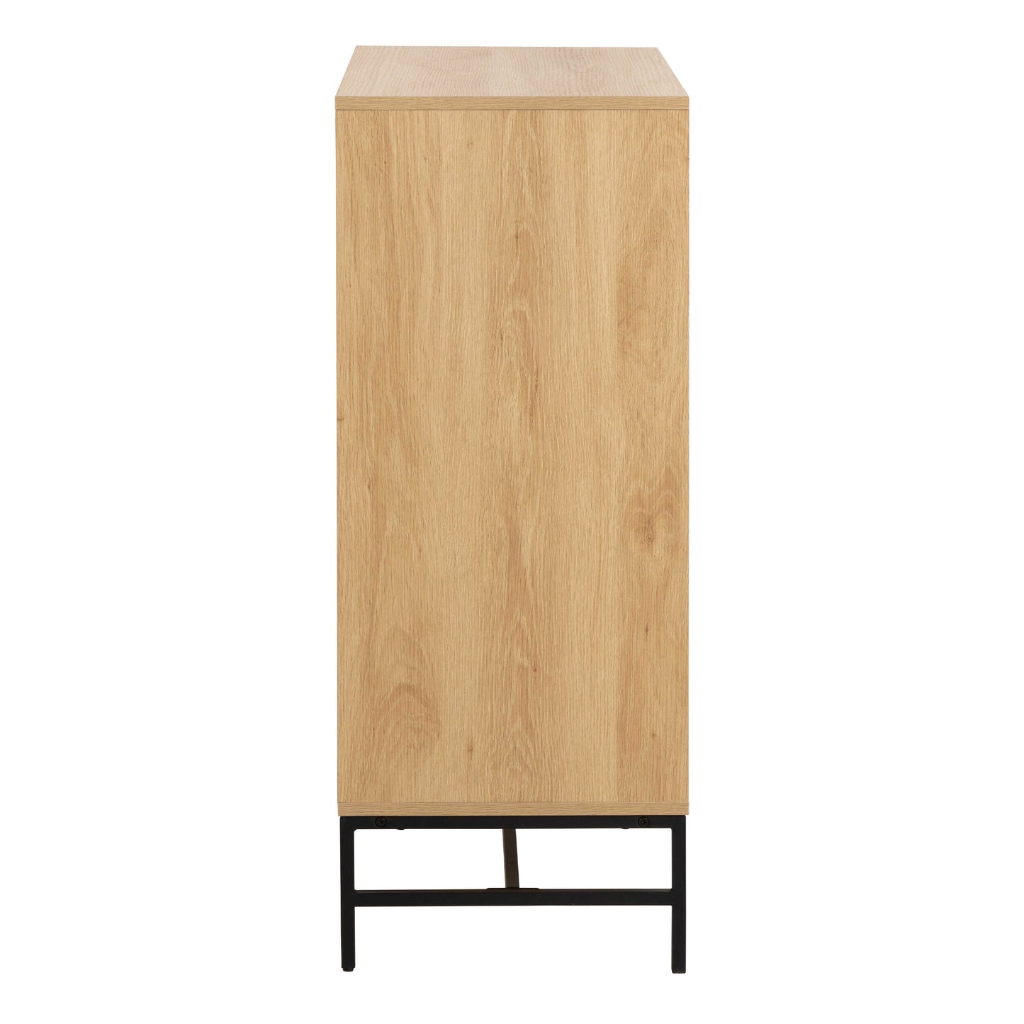 Bjork Natural Oak Wood and Black Panelled Chest of 4 Drawers