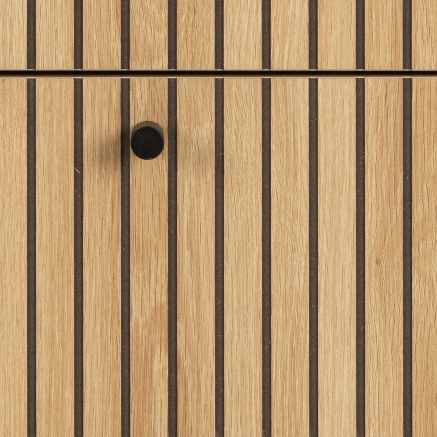 Bjork Natural Oak Wood and Black Panelled Chest of 4 Drawers