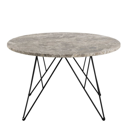 Toulouse Round Grey Marble Effect Coffee Table Black Steel Base