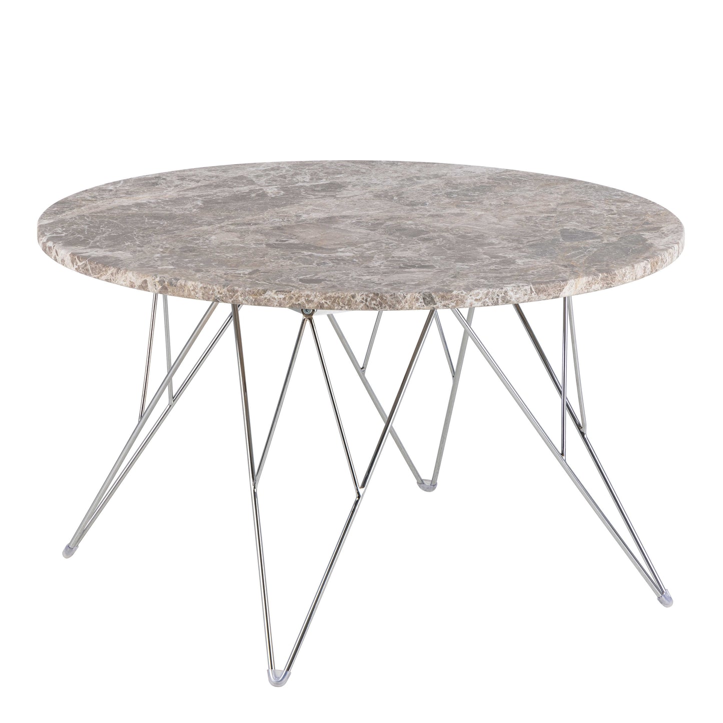 Alba Round Coffee Table Grey Brown Marble Top Metal Legs