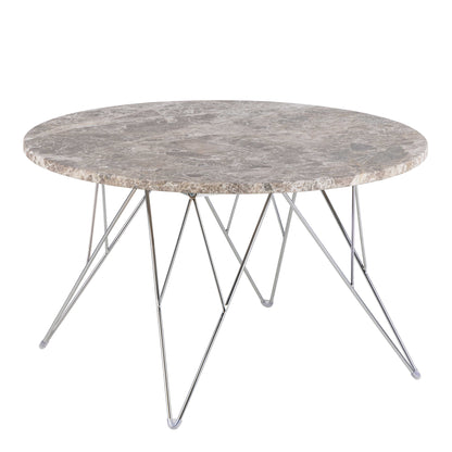 Alba Round Coffee Table Grey Brown Marble Top Metal Legs