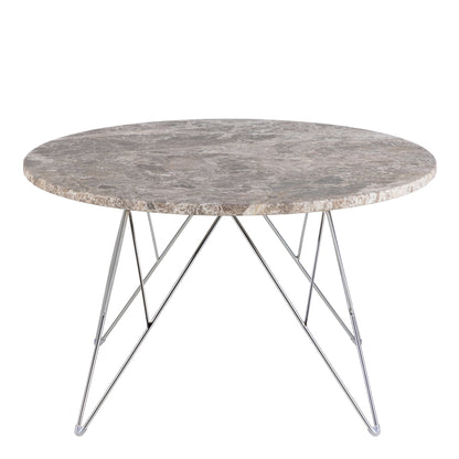 Alba Round Coffee Table Grey Brown Marble Top Metal Legs