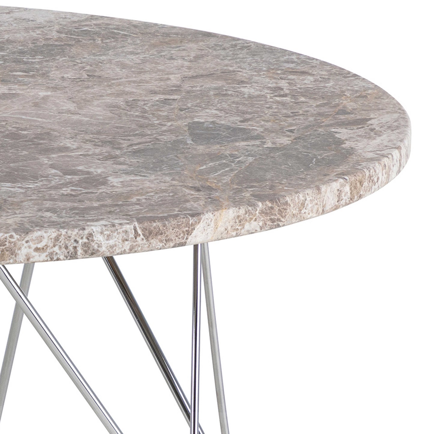 Alba Round Coffee Table Grey Brown Marble Top Metal Legs