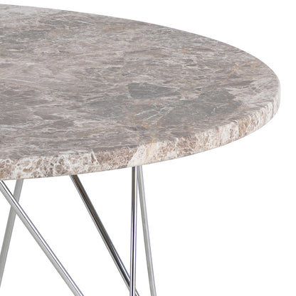 Alba Round Coffee Table Grey Brown Marble Top Metal Legs