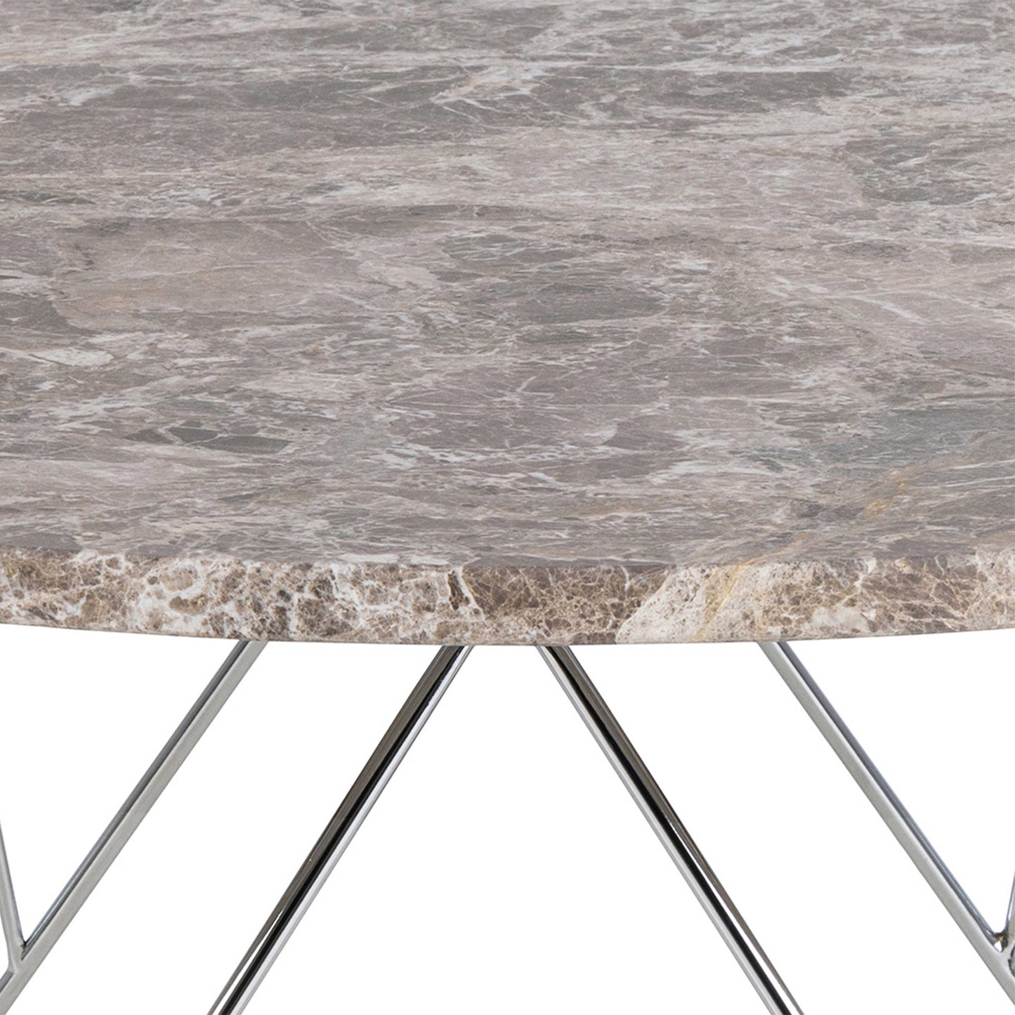 Alba Round Coffee Table Grey Brown Marble Top Metal Legs