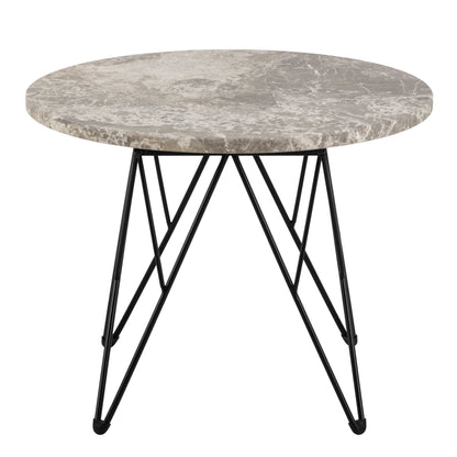 Toulouse Grey Marble Effect Side Table Black Steel Base