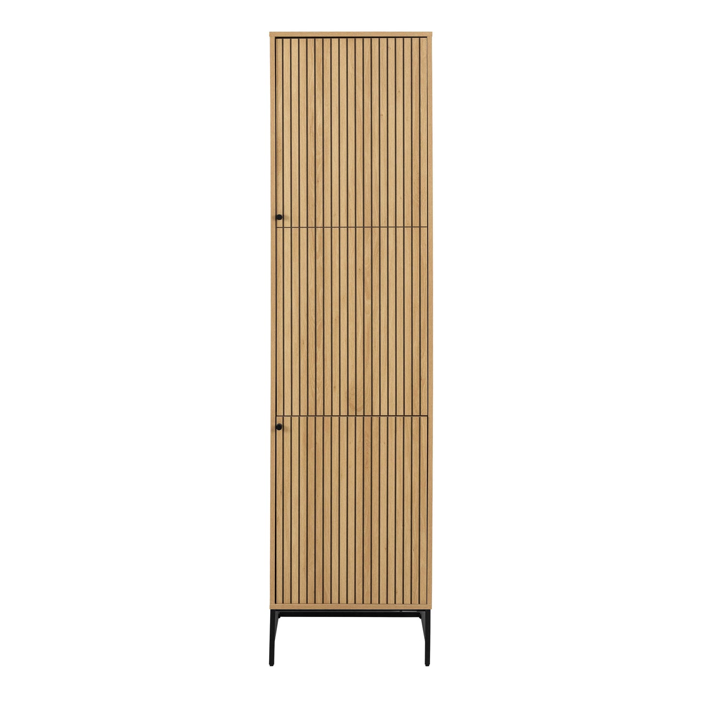 Bjork Natural Oak Wood and Black Panelled Wardrobe 2 Doors