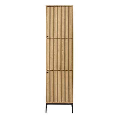 Bjork Natural Oak Wood and Black Panelled Wardrobe 2 Doors